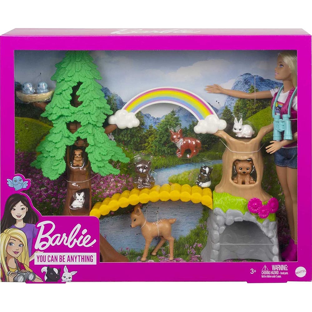 Barbie Wilderness Guide Interactive Playset with Doll, Outdoor Tree, Bridge, & More - Sawesome